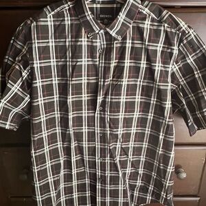 George Men’s Short-Sleeve Plaid Button-Up Shirt – Size XL (46-48)